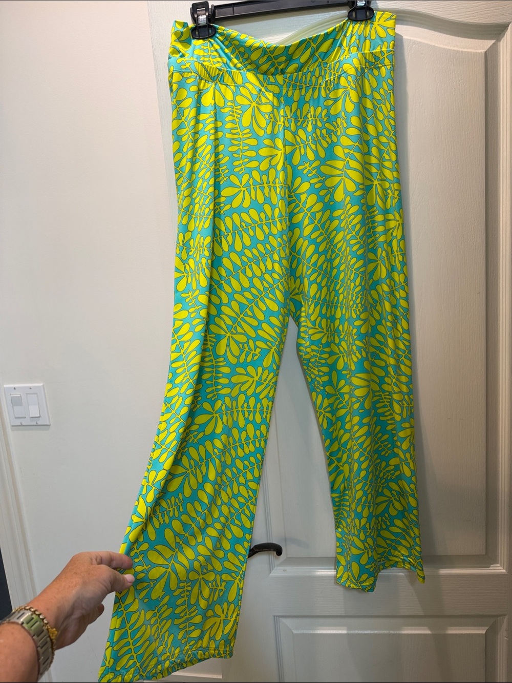 Trina Turk Yellow and Teal Wide Leg Pants